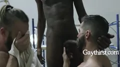 Play Hot Construction Supervisor Bribes Twinks with Deep Dick in Interracial Threesome Blowjob